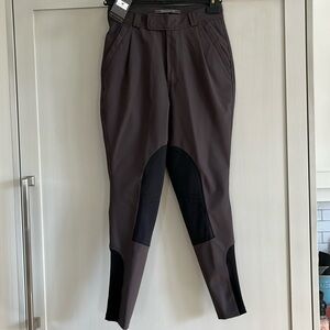 NWT Noel Asmar technical breeches in Graphite grey with black knee patches.